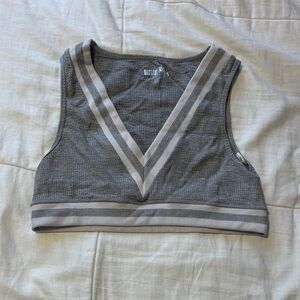 Forever 21 Gray and White Sports Bra
